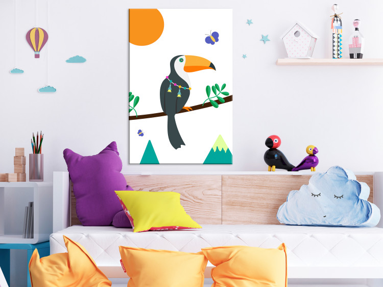 Canvas Print Toucan And Butterflies (1 Part) Vertical 123725 additionalImage 3