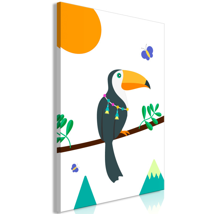Canvas Print Toucan And Butterflies (1 Part) Vertical 123725 additionalImage 2