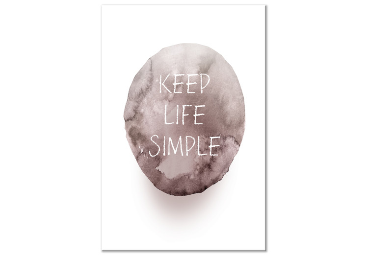 Canvas White English Keep life simple sign - grey oval on a white background