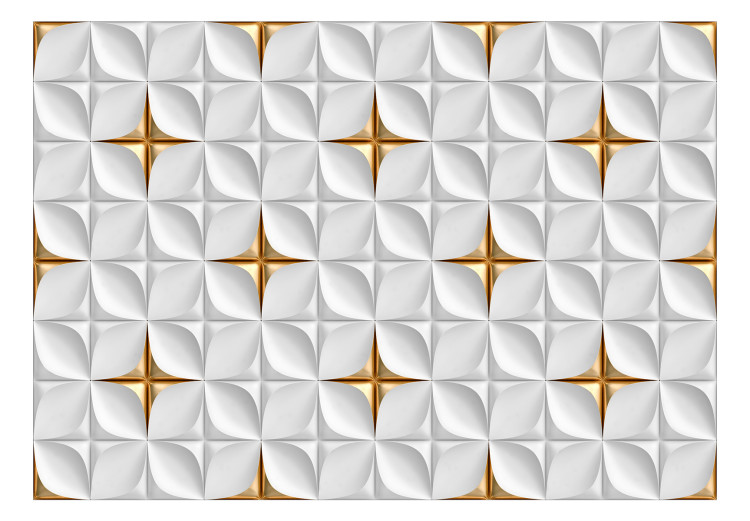 Carta da parati moderna Mosaico elegante - una composizione bianca con un accento dorato 142325 additionalImage 1