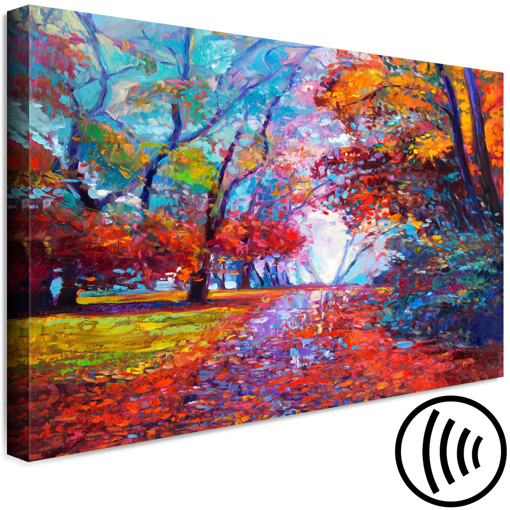 Obraz W Jesiennym Parku - Malowany Wrześniowy Pejzaż Z Kolorowymi Drzewami