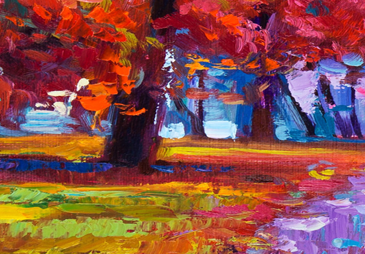 Obraz W jesiennym parku - malowany wrześniowy pejzaż z kolorowymi drzewami  145525 additionalImage 4