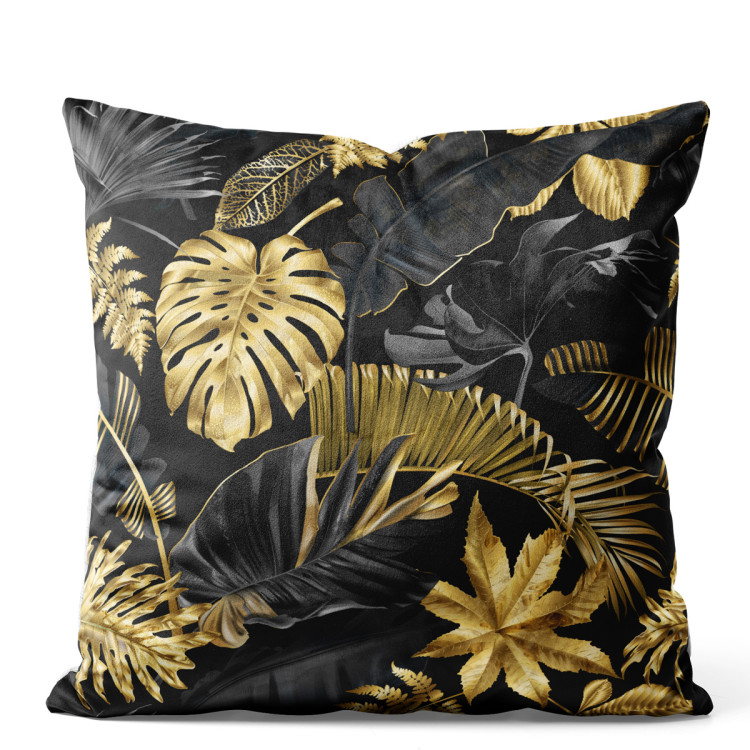 Sammets kudda Gold and black monstera - tropical leaves in glamour style 147125