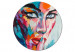 Tableau rond Colorful Face - Expressively Painted Portrait of a Woman 148625