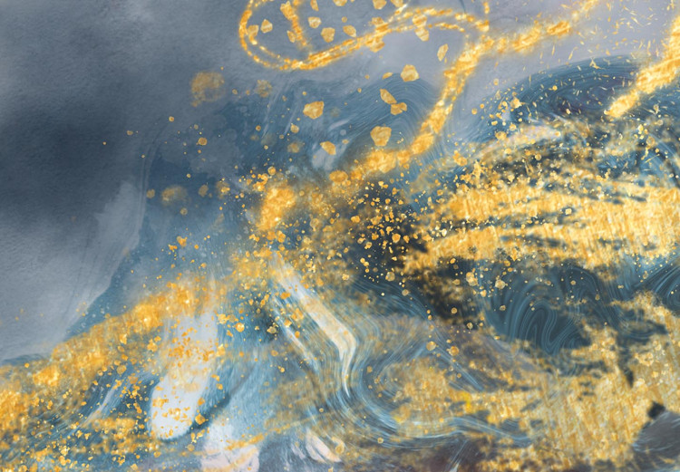 Obraz w kształcie koła Pastelowa ekspresja - złote smugi na różowo-błękitnych kleksach 148725 additionalImage 2
