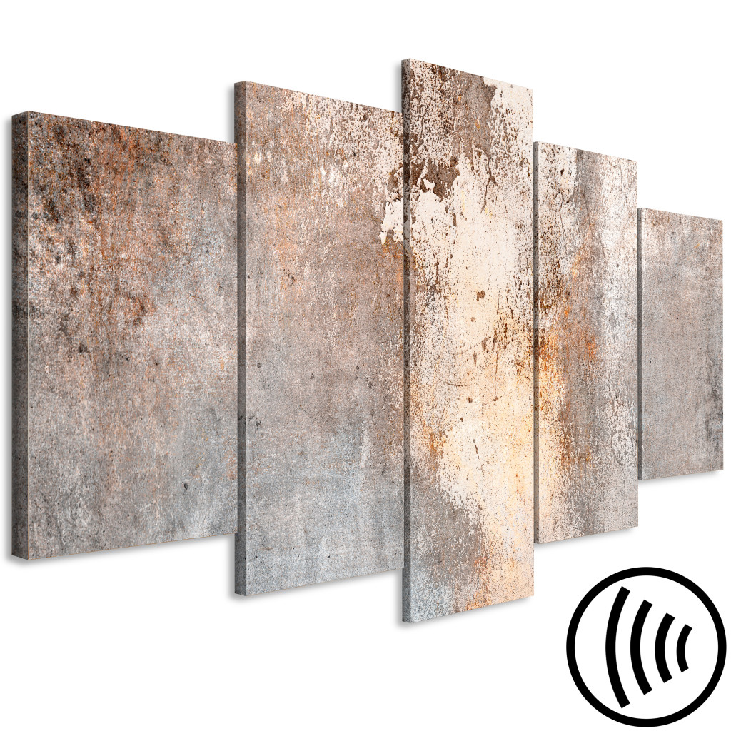 Pintura Em Tela Wiped Rust - Abstract Structures In Sepia And Gray Colors