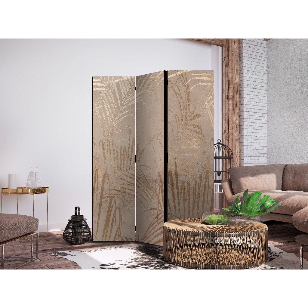 Decoratieve Kamerverdelers  Coast Of Palm Trees - Artistic Beige Composition With Leaves [Room Dividers]