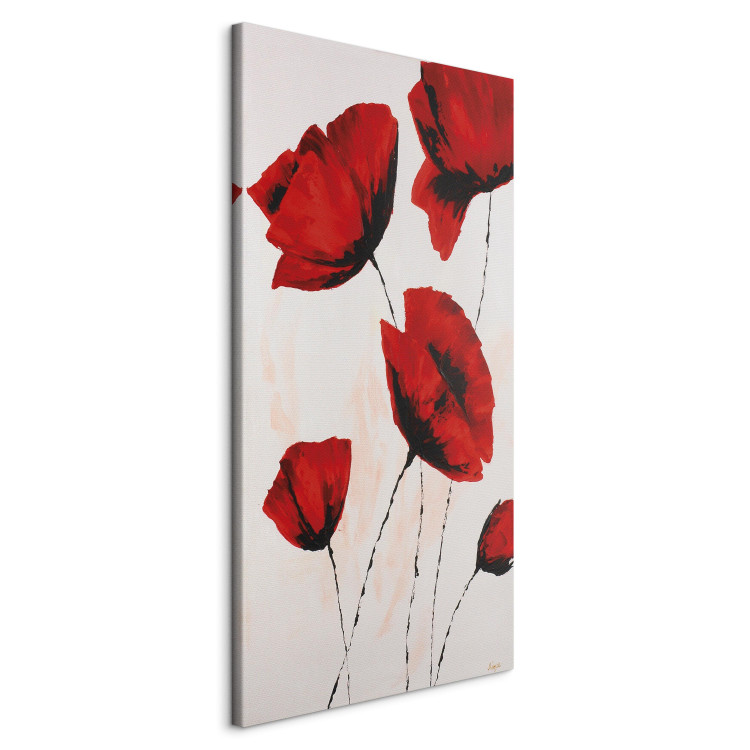 Leinwandbild Gemalte rote Mohnblumen (1-teilig) - minimalistisches blumiges Motiv 46625 additionalImage 2