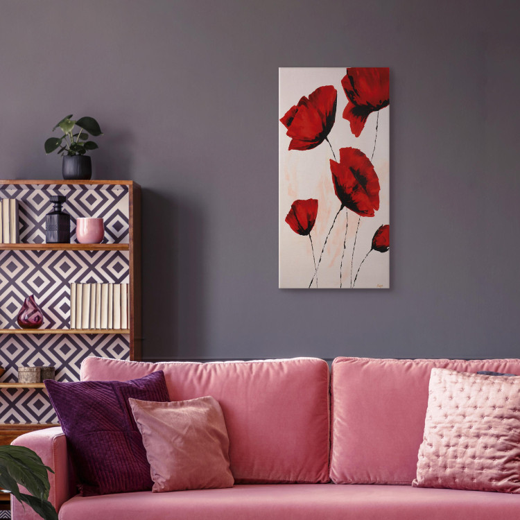 Leinwandbild Gemalte rote Mohnblumen (1-teilig) - minimalistisches blumiges Motiv 46625 additionalImage 5