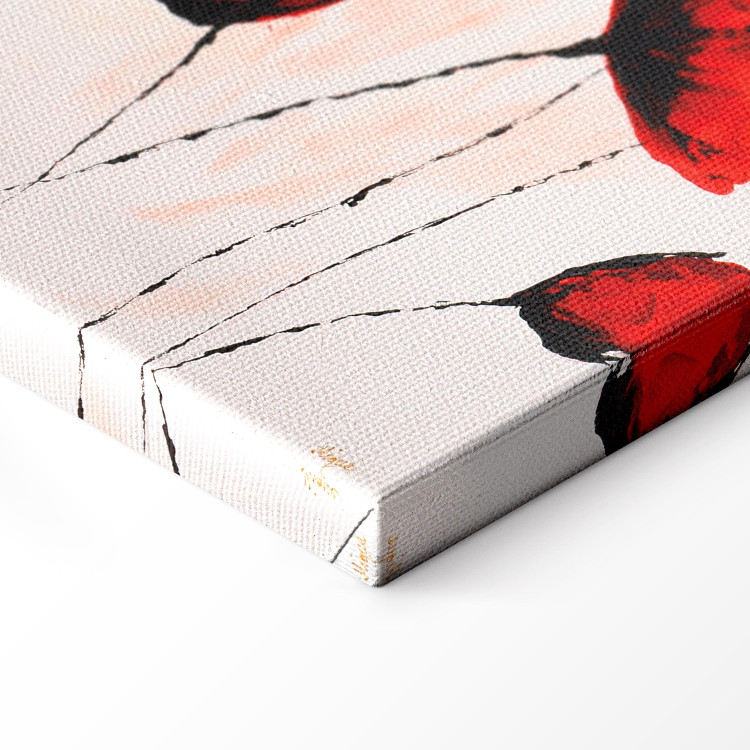 Leinwandbild Gemalte rote Mohnblumen (1-teilig) - minimalistisches blumiges Motiv 46625 additionalImage 6