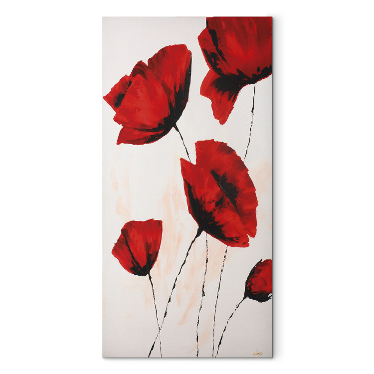 Leinwandbild Gemalte rote Mohnblumen (1-teilig) - minimalistisches blumiges Motiv 46625
