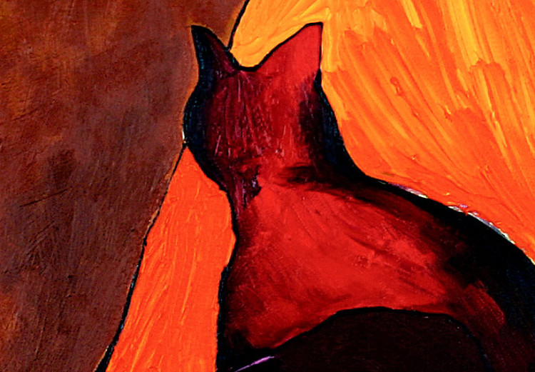 Quadro pintado Gato sentado - um retrato sensual de uma mulher e de um animal 48925 additionalImage 4
