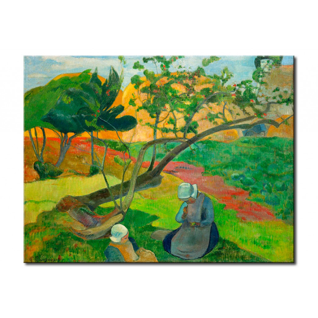 Målning Landscape With Two Breton Women