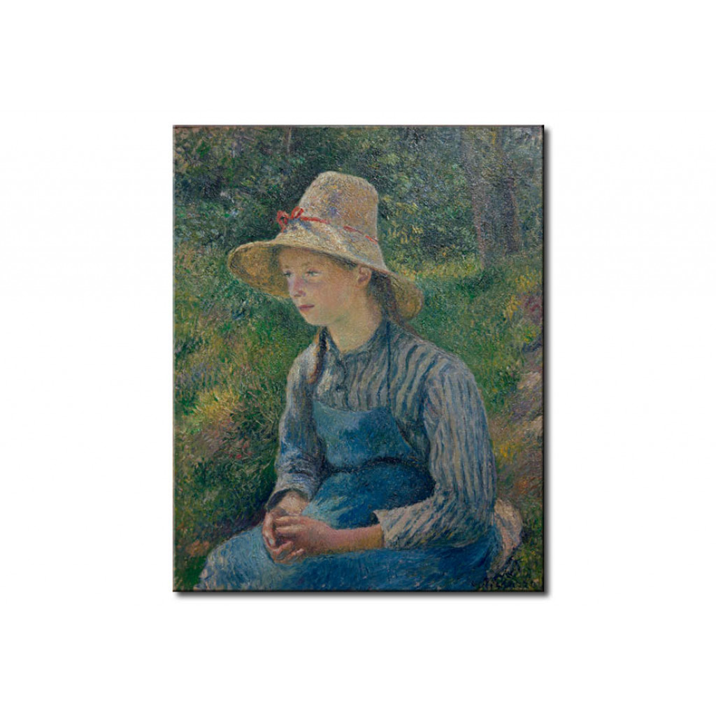 Schilderij  Camille Pissarro: Bauernmädchen Mit Strohhut