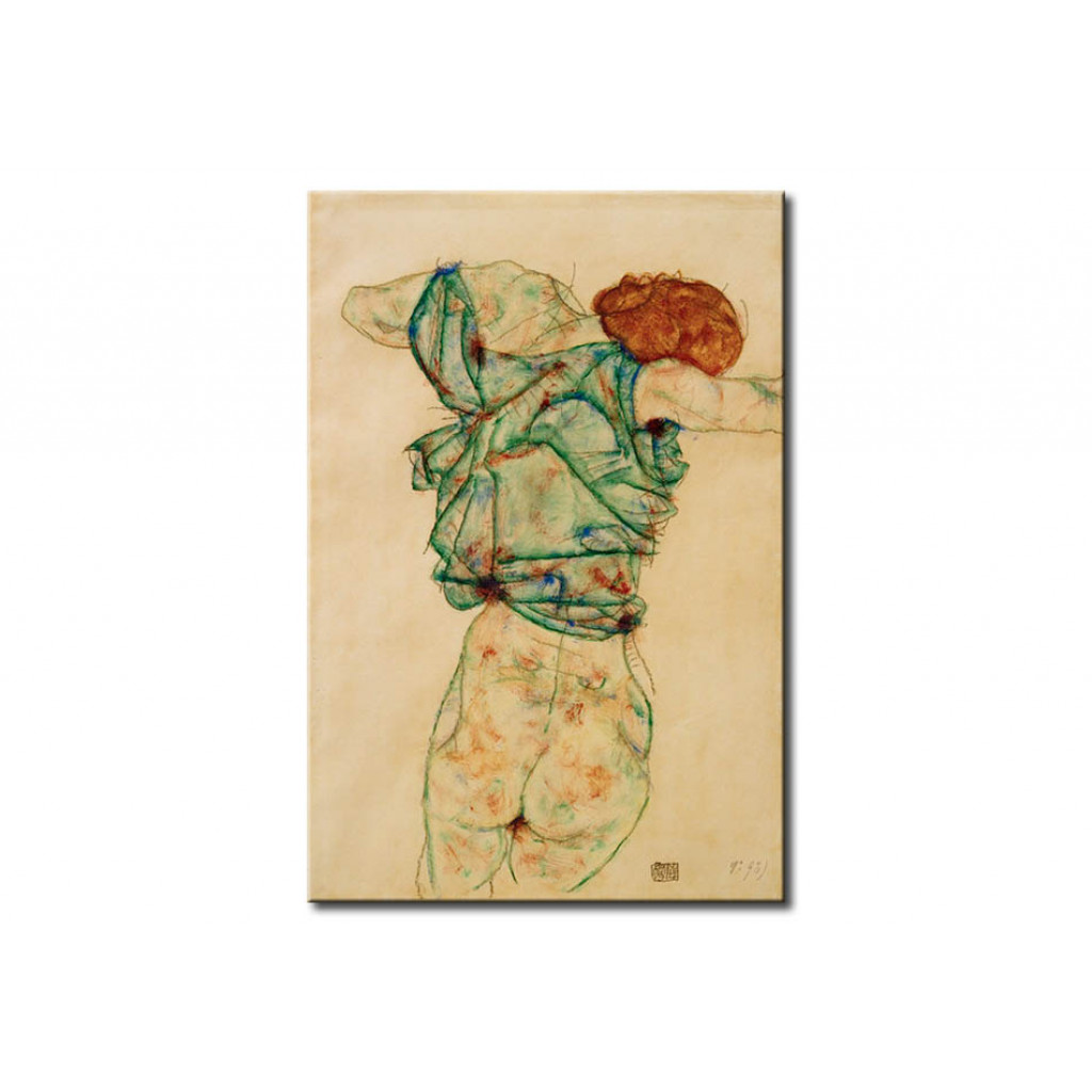 Schilderij  Egon Schiele: Sich Entkleidende Frau