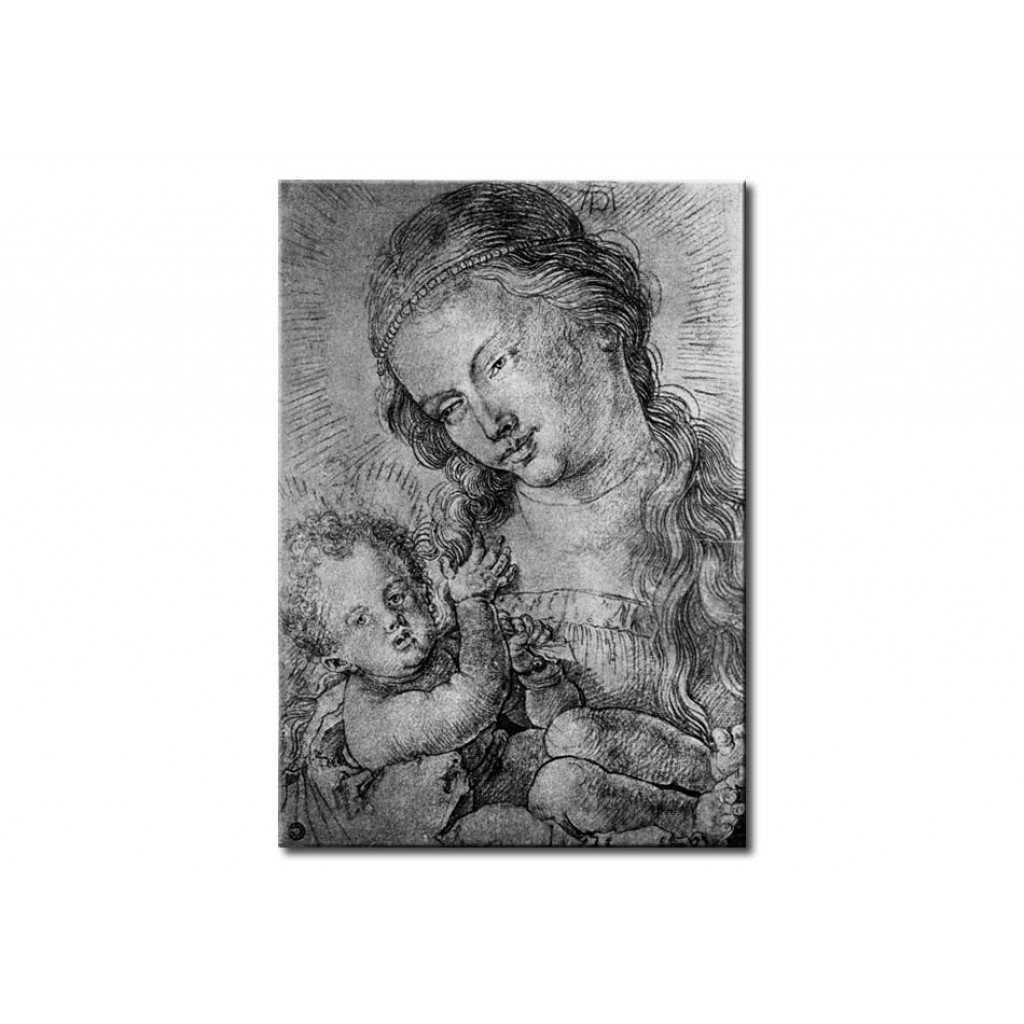 Målning Halflength Madonna And Child