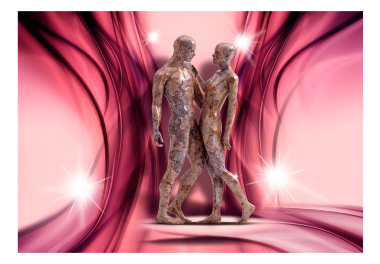 Wall Mural Romantic Couple - Sculpture of two figures on a subtle background with a glow 61225 additionalImage 1
