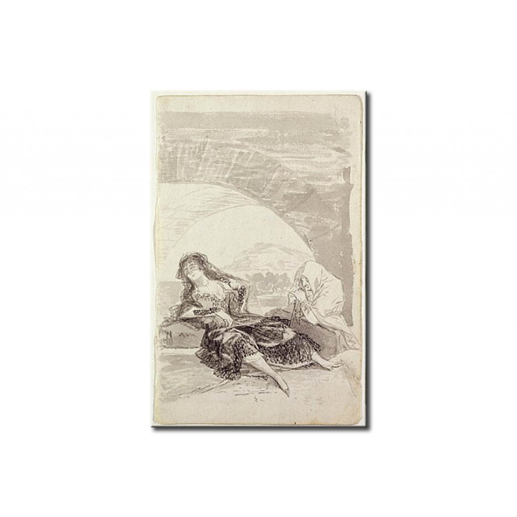 Schilderij  Francisco Goya: Maja And Celestina Under An Arch