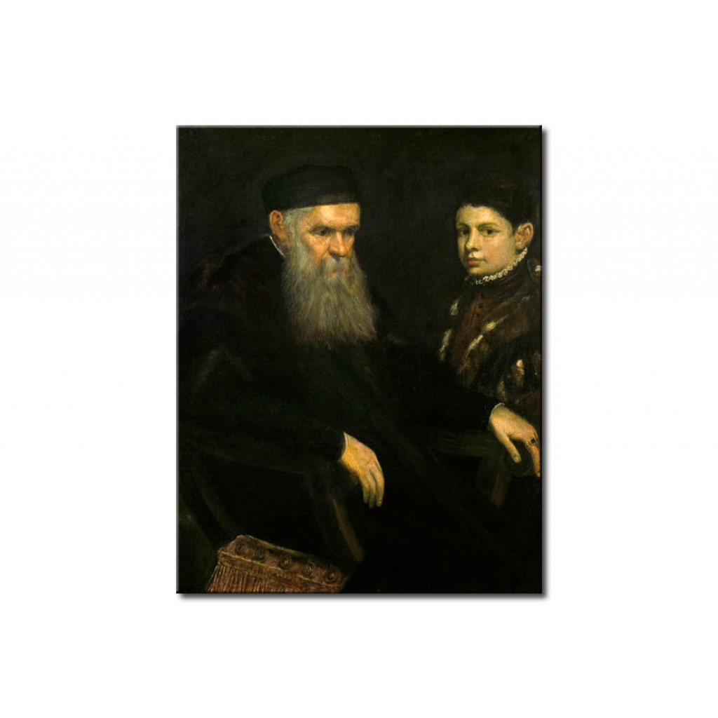 Schilderij  Tintoretto: Portrait Of An Old Man And A Boy
