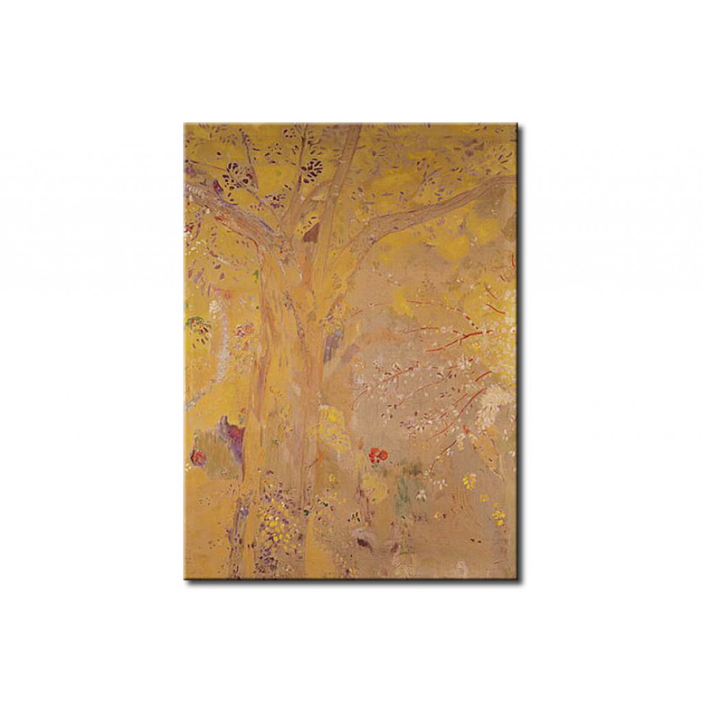 Schilderij  Odilon Redon: Tree Against A Yellow Background