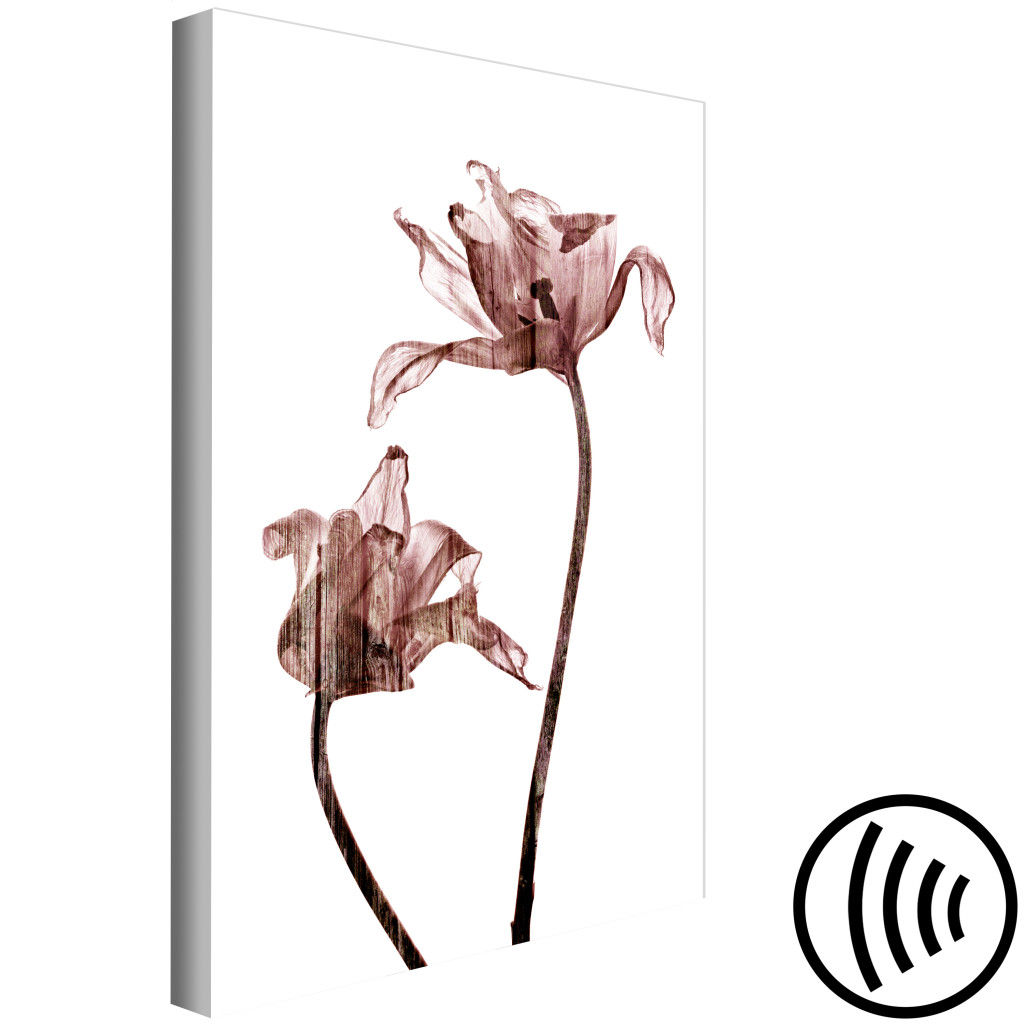 Schilderij  Tulpen: Tulpen Tekenen - Bloemen In Een Delicate Bruine Kleur