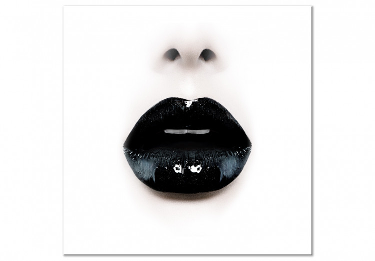 Cadre déco Or noir - une photo d'un visage avec des lèvres extravagantes 120435