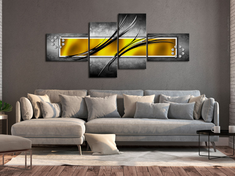 Quadro Velvet Abstraction (4 Parts) Yellow 123735 additionalImage 3