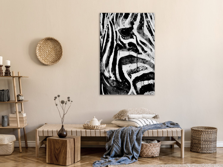 Obraz Czarno-białe pasy - abstrakcja z namalowanym motywem zebry 135335 additionalImage 3