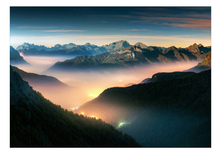 Carta da parati moderna Montagne all'alba - Paesaggio con cime, valli e nuvole 138535 additionalImage 1