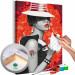 Paint by number Gangster Girl - Woman With a Hat and a Drink on a Red Background 144135