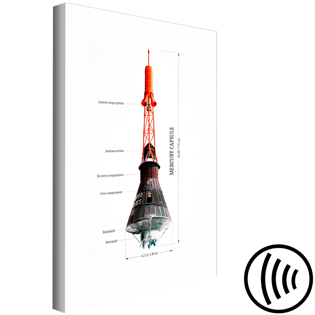 Schilderij  Met Inscripties: Mercury Capsule - Technical Projection Of The Spacecraft In Scale