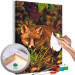 Wandbild zum Malen nach Zahlen Crouching Fox - Wild Animal against the Background of Grasses and Autumn Leaves 146535