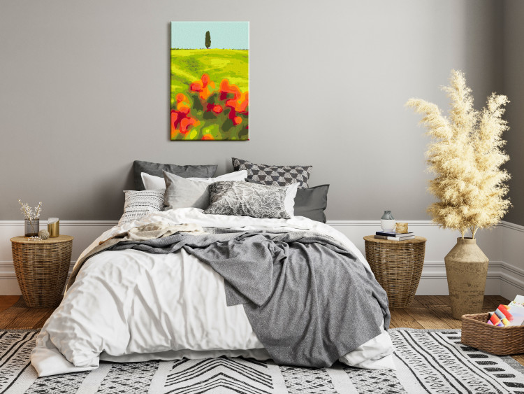 Paint by number Green Fields - Summer Landscape with Poppies, Barley and Cypress Trees in the Meadow 147335 additionalImage 2