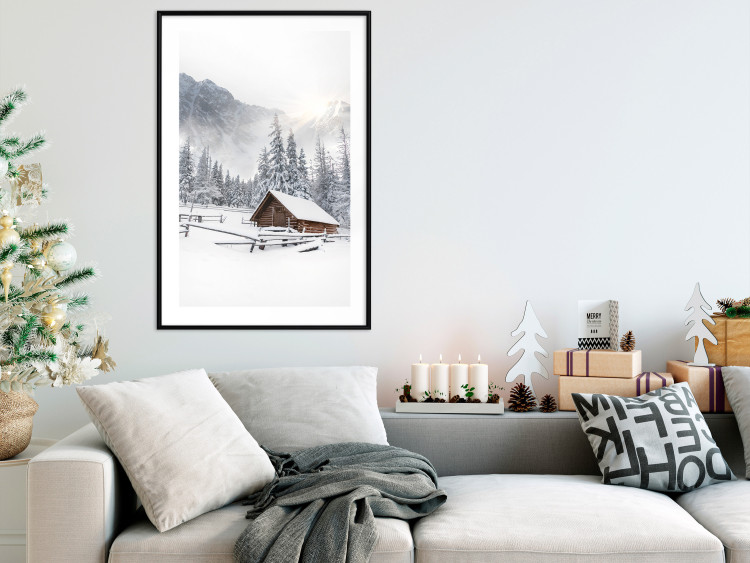 Wall Poster Winter Morning - Sunrise Landscape Over the Mountains, a Cottage and a Forest 148435 additionalImage 13
