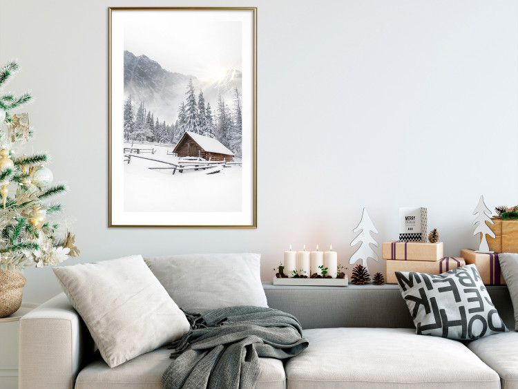 Wall Poster Winter Morning - Sunrise Landscape Over the Mountains, a Cottage and a Forest 148435 additionalImage 17