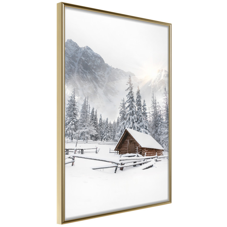 Wall Poster Winter Morning - Sunrise Landscape Over the Mountains, a Cottage and a Forest 148435 additionalImage 5