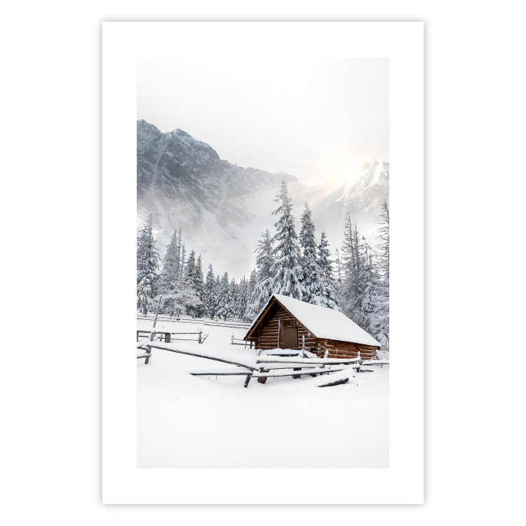 Wall Poster Winter Morning - Sunrise Landscape Over the Mountains, a Cottage and a Forest 148435 additionalImage 20