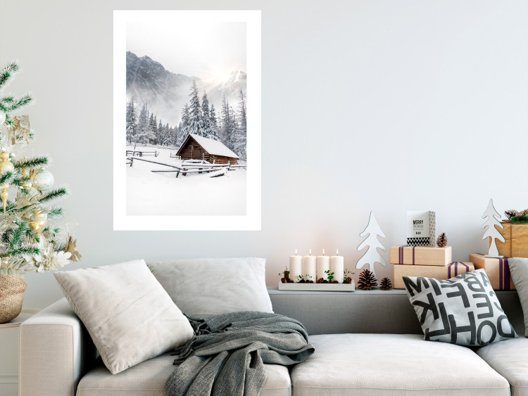 Wall Poster Winter Morning - Sunrise Landscape Over the Mountains, a Cottage and a Forest 148435 additionalImage 10