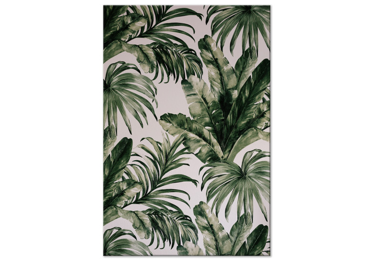Quadro su tela Tropical Nature - Dark Green Large Leaves on a Gray Background 149735