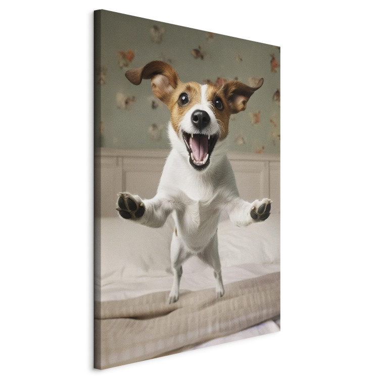 Målning AI Dog Jack Russell Terrier - Joyful Animal Jumping From Bed Into Owner’s Arms - Vertical 150235 additionalImage 2