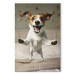 Målning AI Dog Jack Russell Terrier - Joyful Animal Jumping From Bed Into Owner’s Arms - Vertical 150235