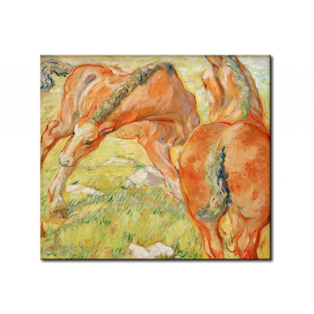 Schilderij  Franz Marc: Mutterpferd Und Fohlen