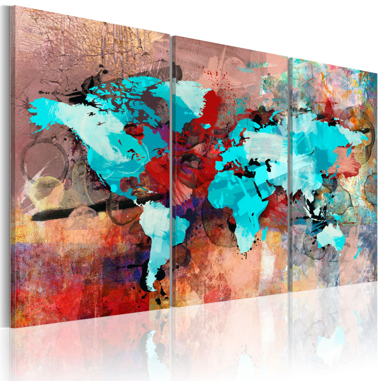 Canvas Art Print Turquoise continents - triptych 55435 additionalImage 2