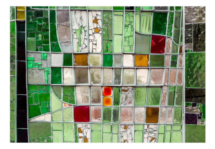 Mural de parede Vitral Verde - fundo com textura de elementos coloridos de vidro 92035 additionalImage 1