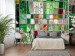 Mural de parede Vitral Verde - fundo com textura de elementos coloridos de vidro 92035
