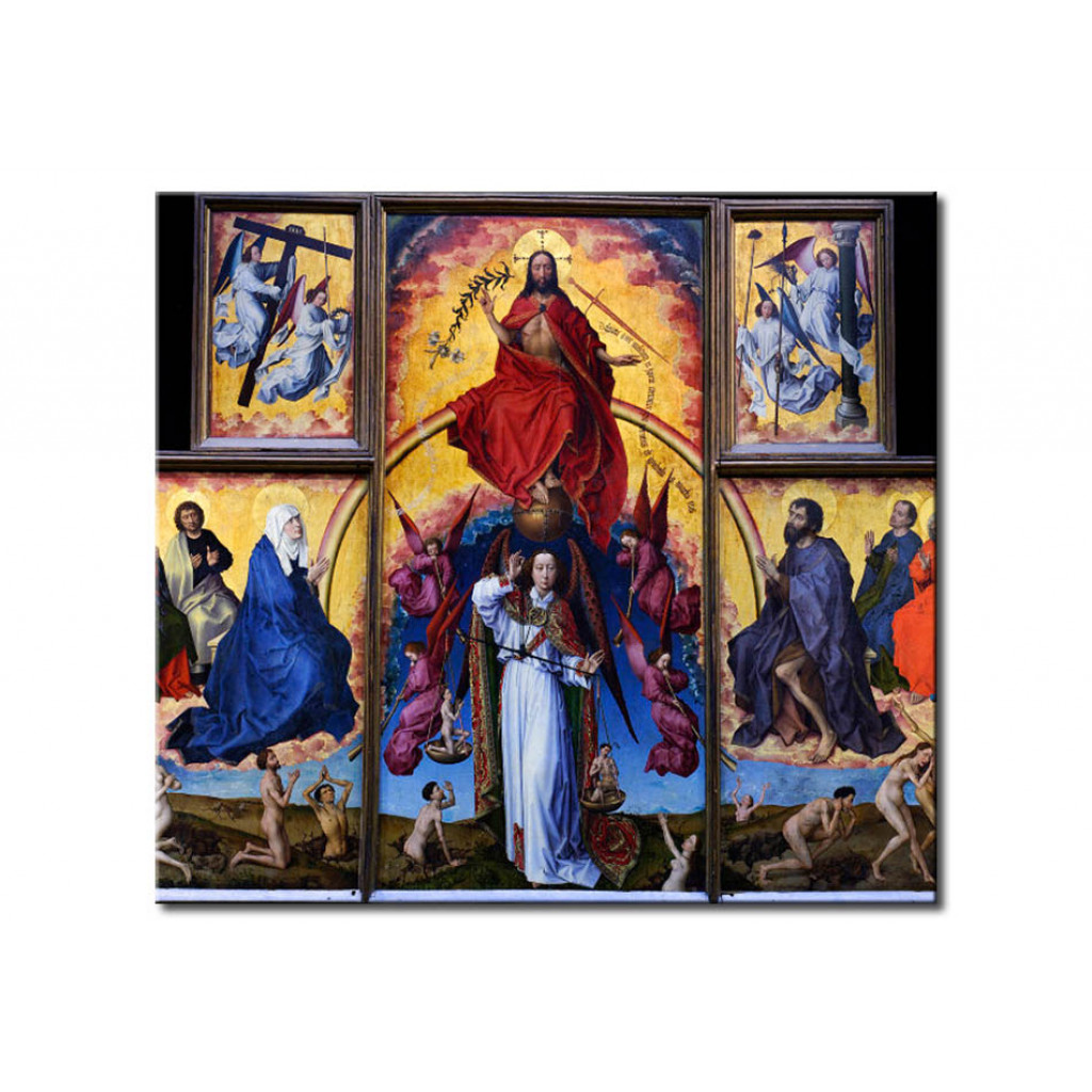 Schilderij  Rogier Van Der Weyden: Christ As Judge Of The World (Last Judgement) A.Archangel Michael Weighing Souls