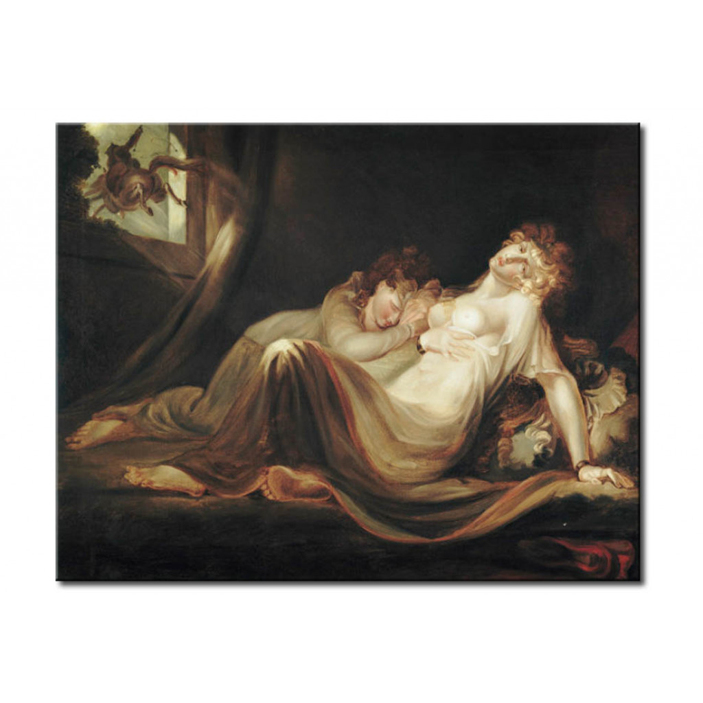 Schilderij  Johann Heinrich Füssli: A Nightmare Leaves The Bed Of Two Sleeping Girls,