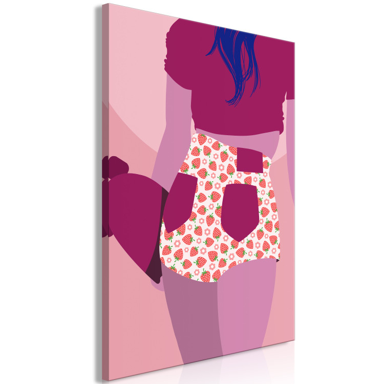 Canvas Art Print Woman in shorts - pink and purple graphic with a woman silhouette 123345 additionalImage 2