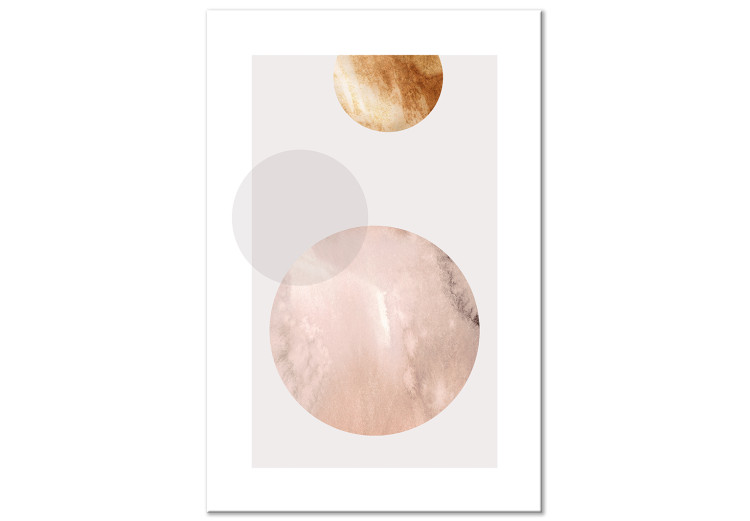 Canvas Print Three circles - abstraction with figures on a grey-white background