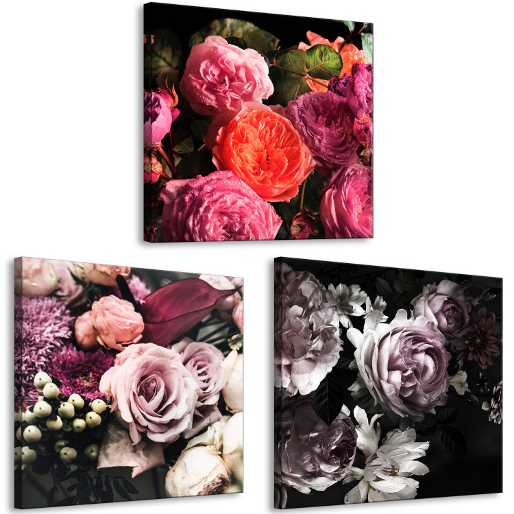 Obraz Bukiet kwiatów - tryptyk z kwiatami w różnych odcieniach 131745 additionalImage 2